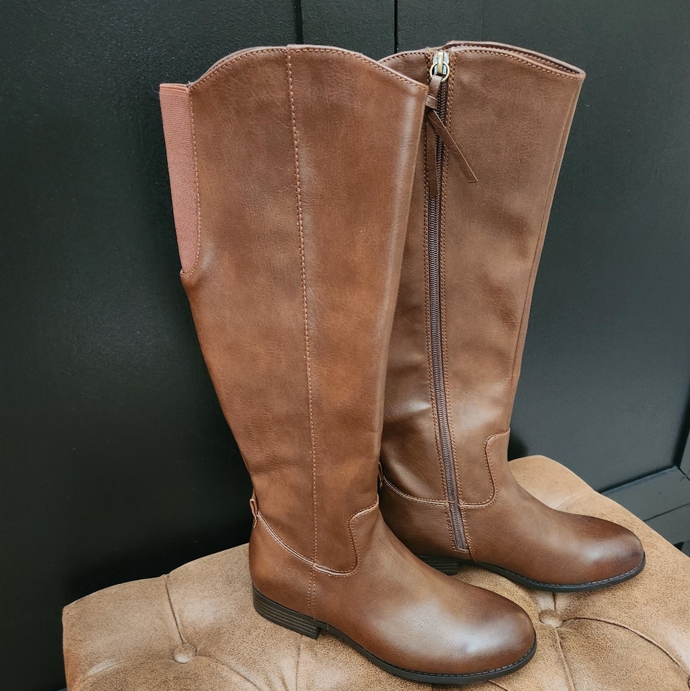 Universal Thread Women's Brown Tall Zip Up Boots Size 6 - Picture 2 of 9
